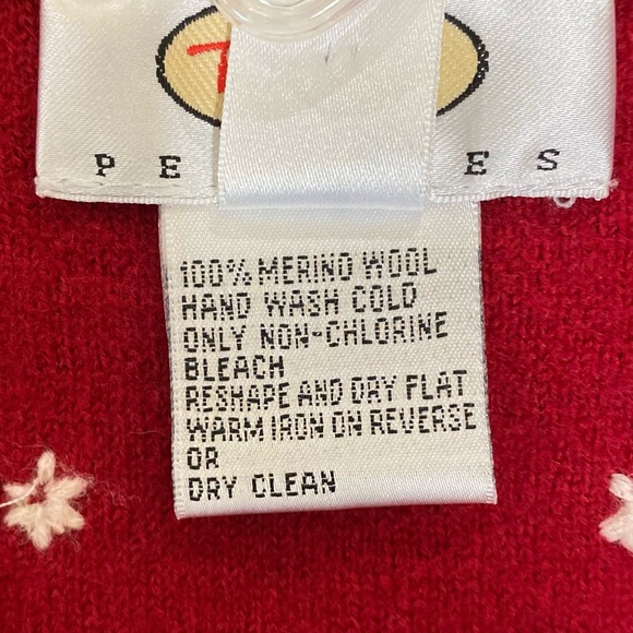 Talbots PM Red Embroidered Merino Wool Holiday Vest - Picture 8 of 9